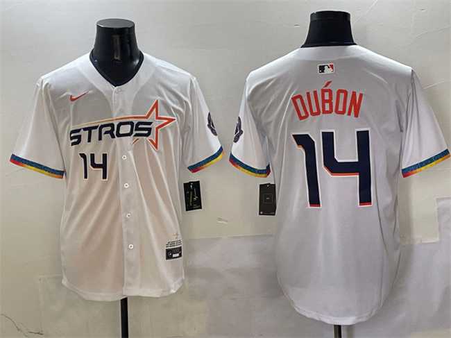 Men%27s Houston Astros #14 Mauricio Dubon White 2025 City Connect Limited Stitched Jersey